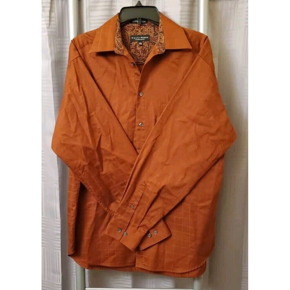 Crazy Horse Long Sleeve Cotton Blend Rust Button Shirt 15 1/2 34/35